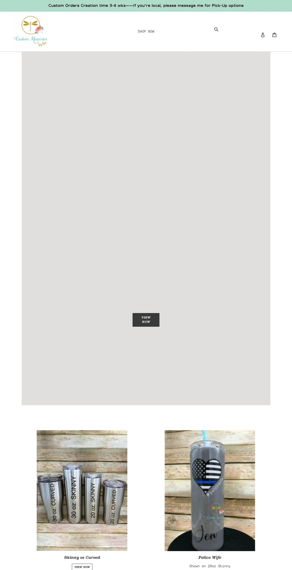 custommemoriesbybev.com shopify website screenshot