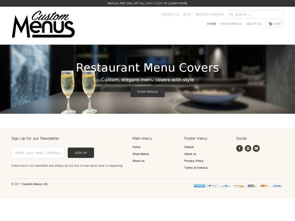 custommenus.us shopify website screenshot