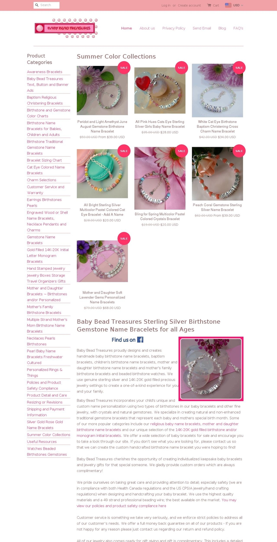 customnamebracelet.com shopify website screenshot