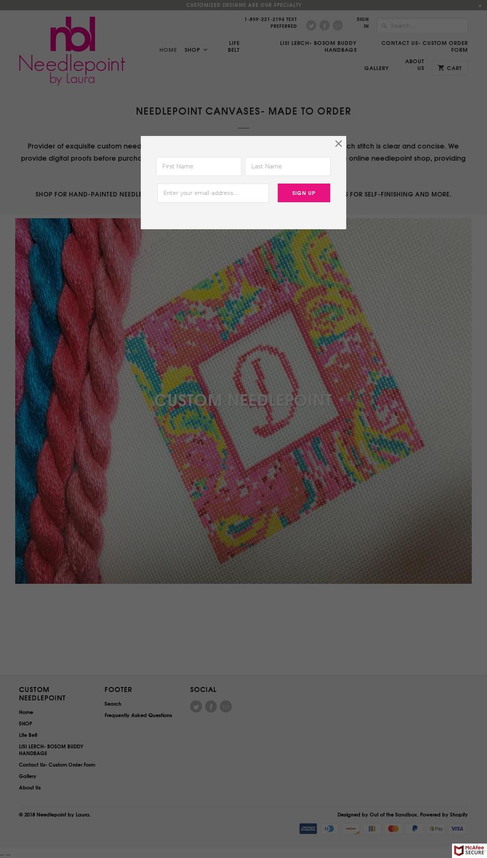 customneedlepoint.net shopify website screenshot
