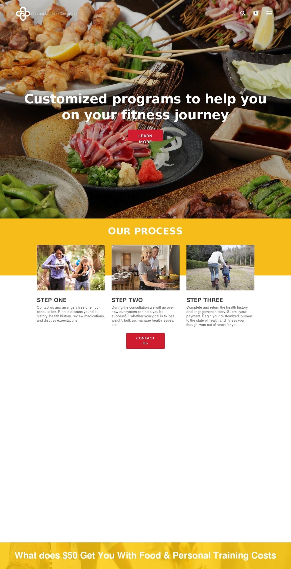 customnutritionconsulting.com — Shopify storefront screenshot