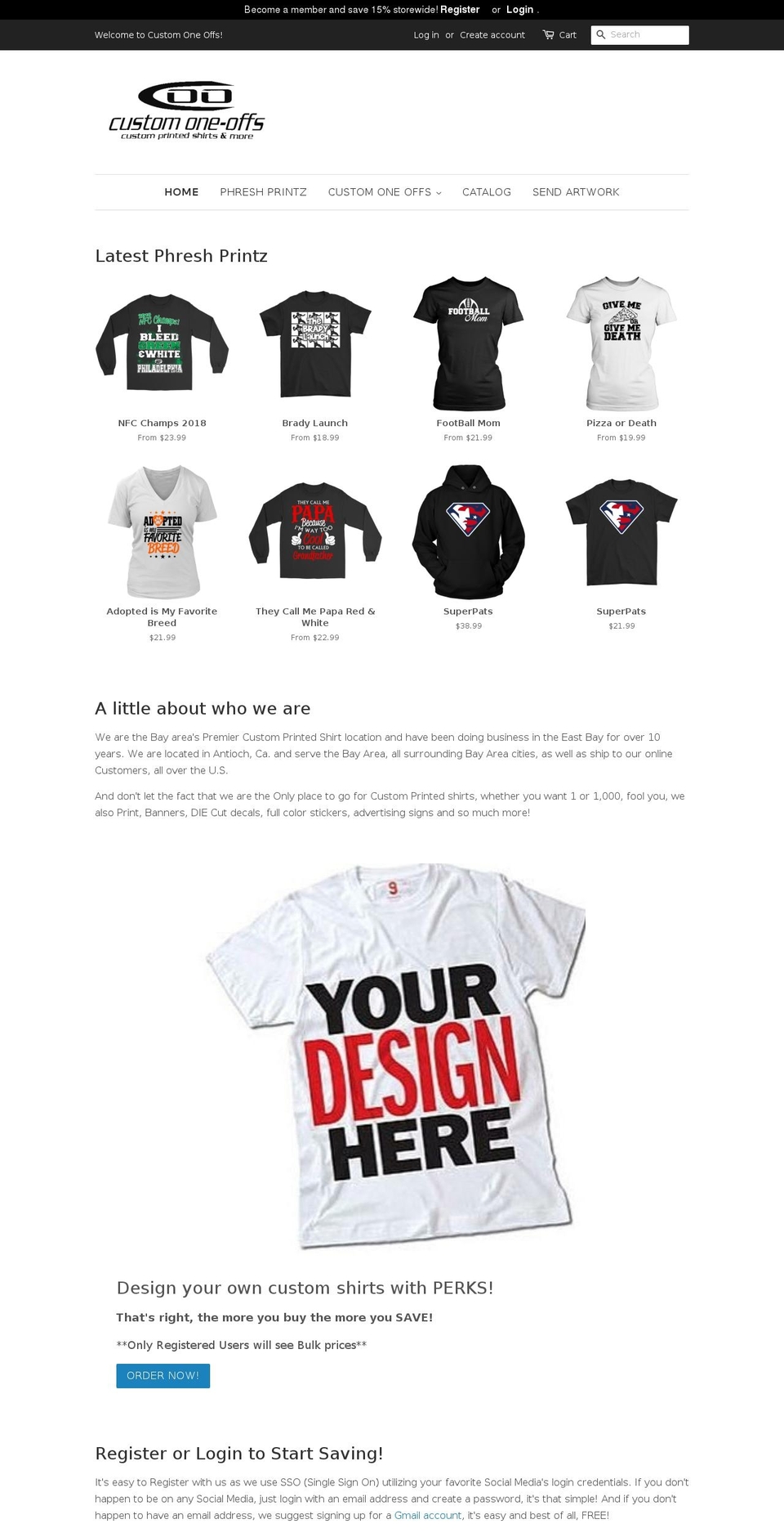 customoneoffs.com shopify website screenshot