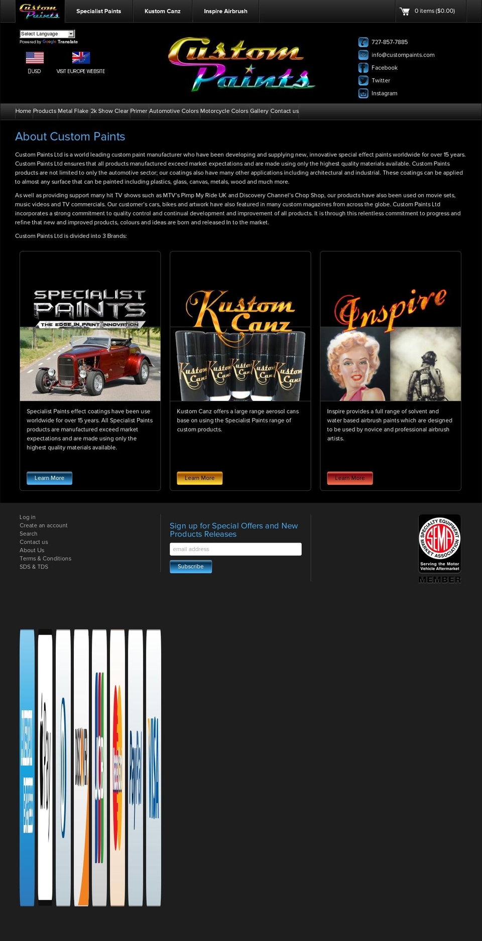 custompaints.com shopify website screenshot