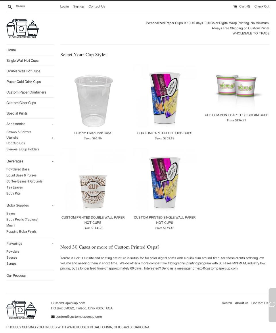 FINAL Shopify theme site example custompapercup.com