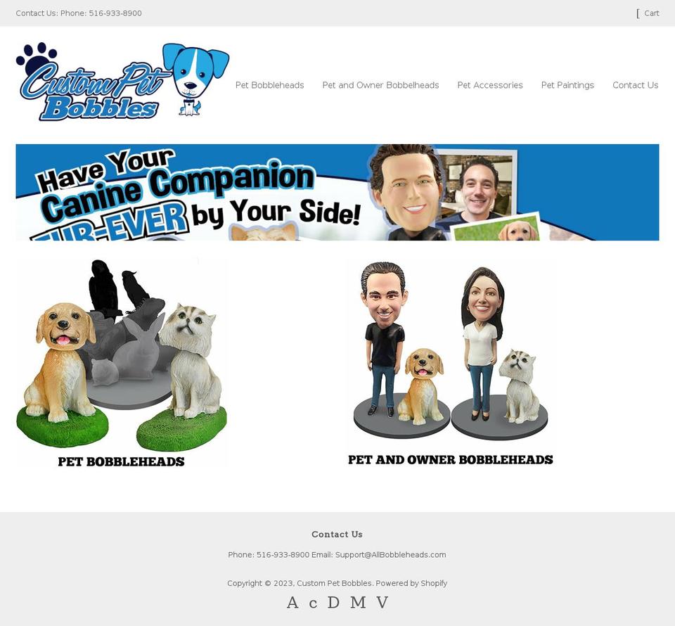 custompetbobbles.com shopify website screenshot