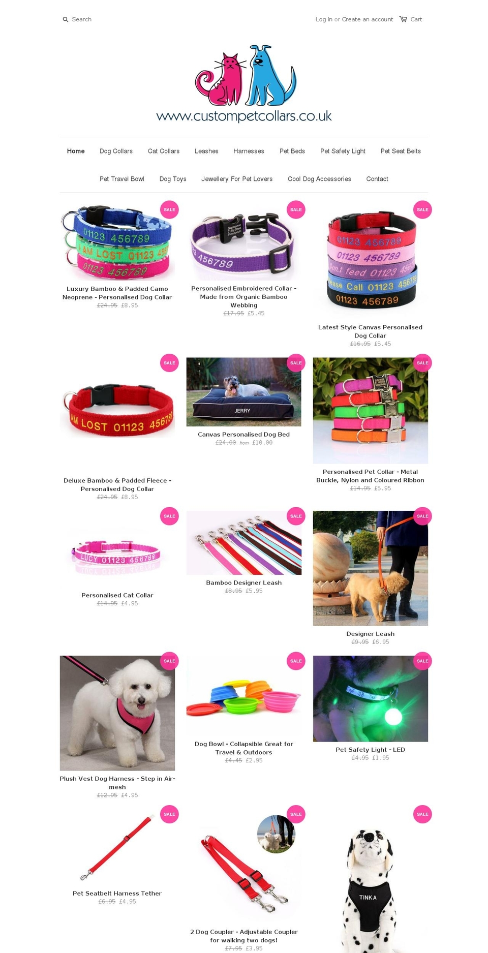 custompetcollars.co.uk shopify website screenshot