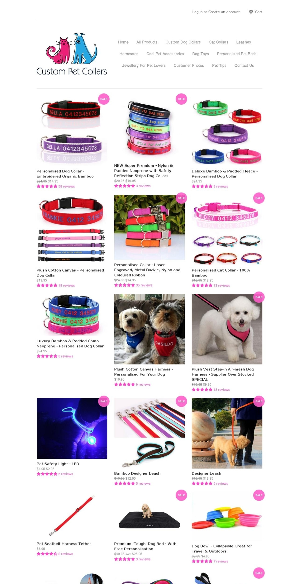 custompetcollars.com.au shopify website screenshot