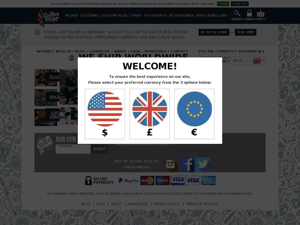 Main theme (branch: master) Shopify theme site example customplugs.com