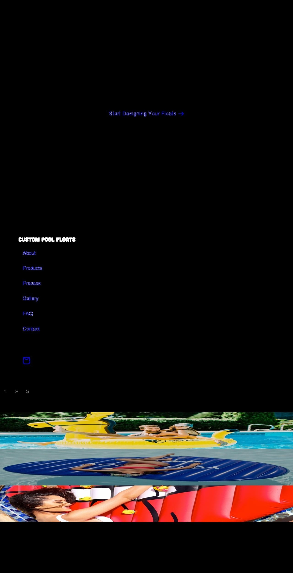 custompoolfloats.com shopify website screenshot