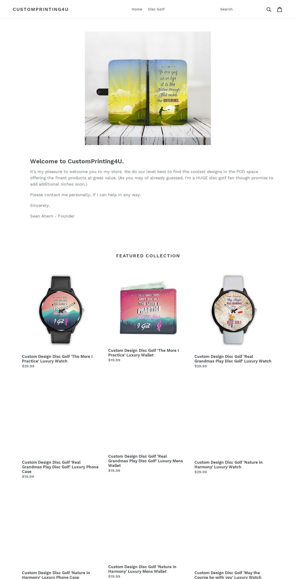 customprinting4u.com — Shopify storefront screenshot