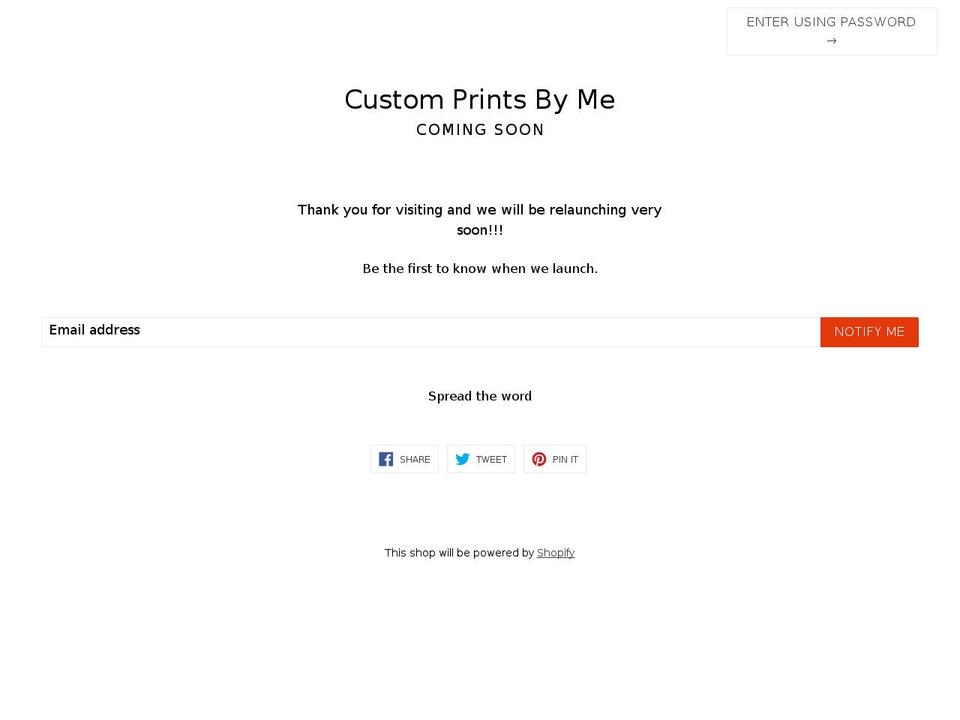 My Theme Shopify theme site example customprintsbyme.com