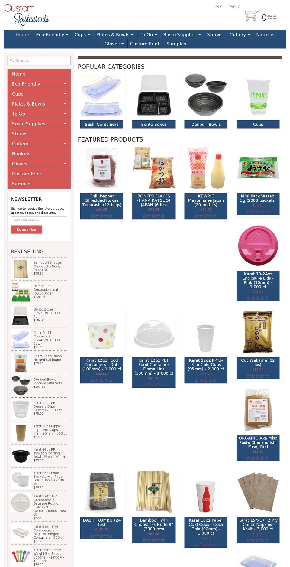 customrestaurants.com shopify website screenshot