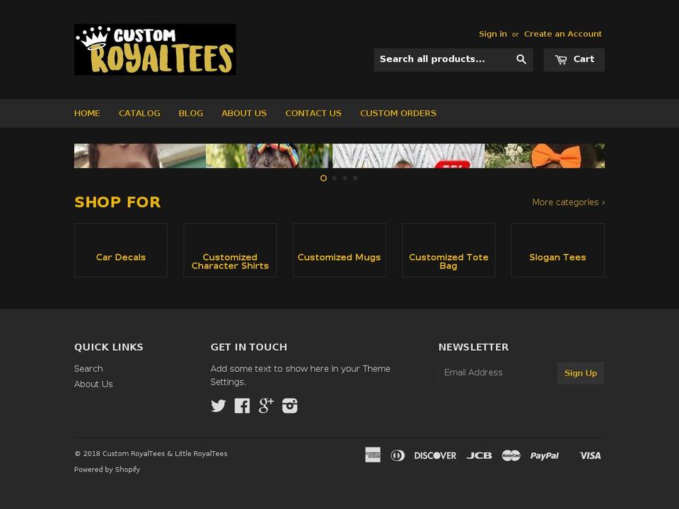 customroyaltees.com shopify website screenshot