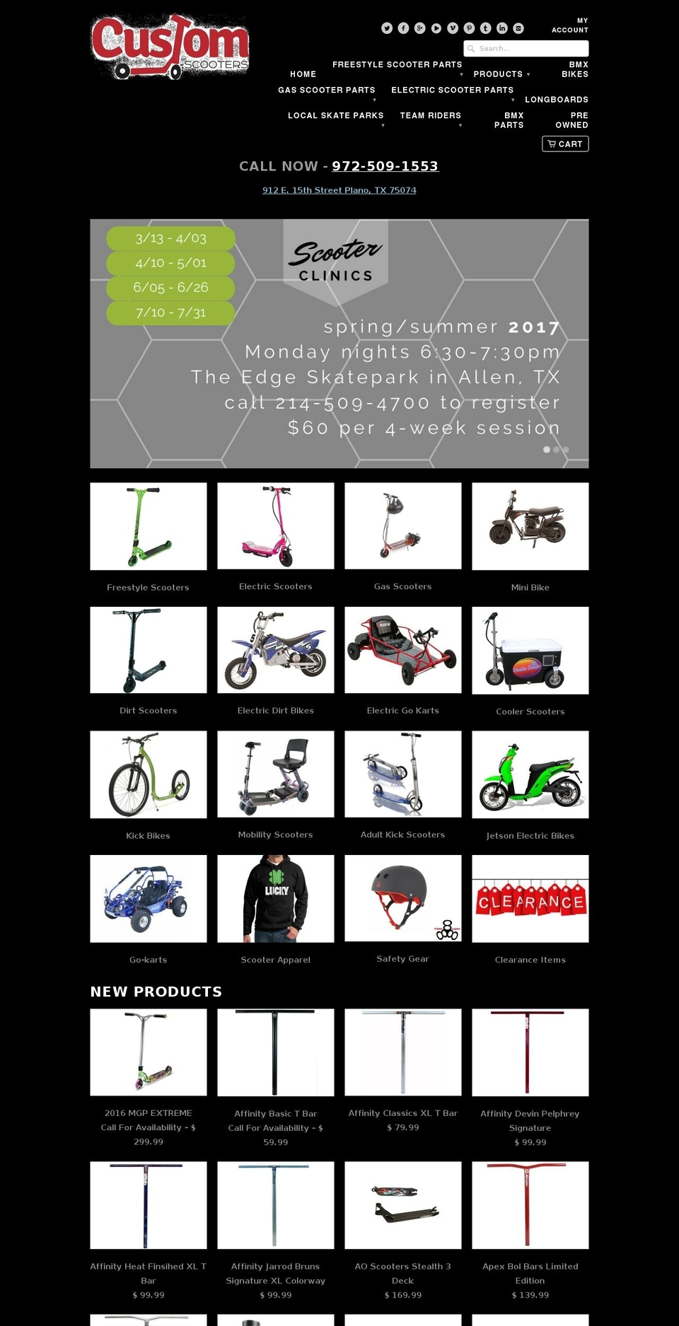 customscooters.com shopify website screenshot
