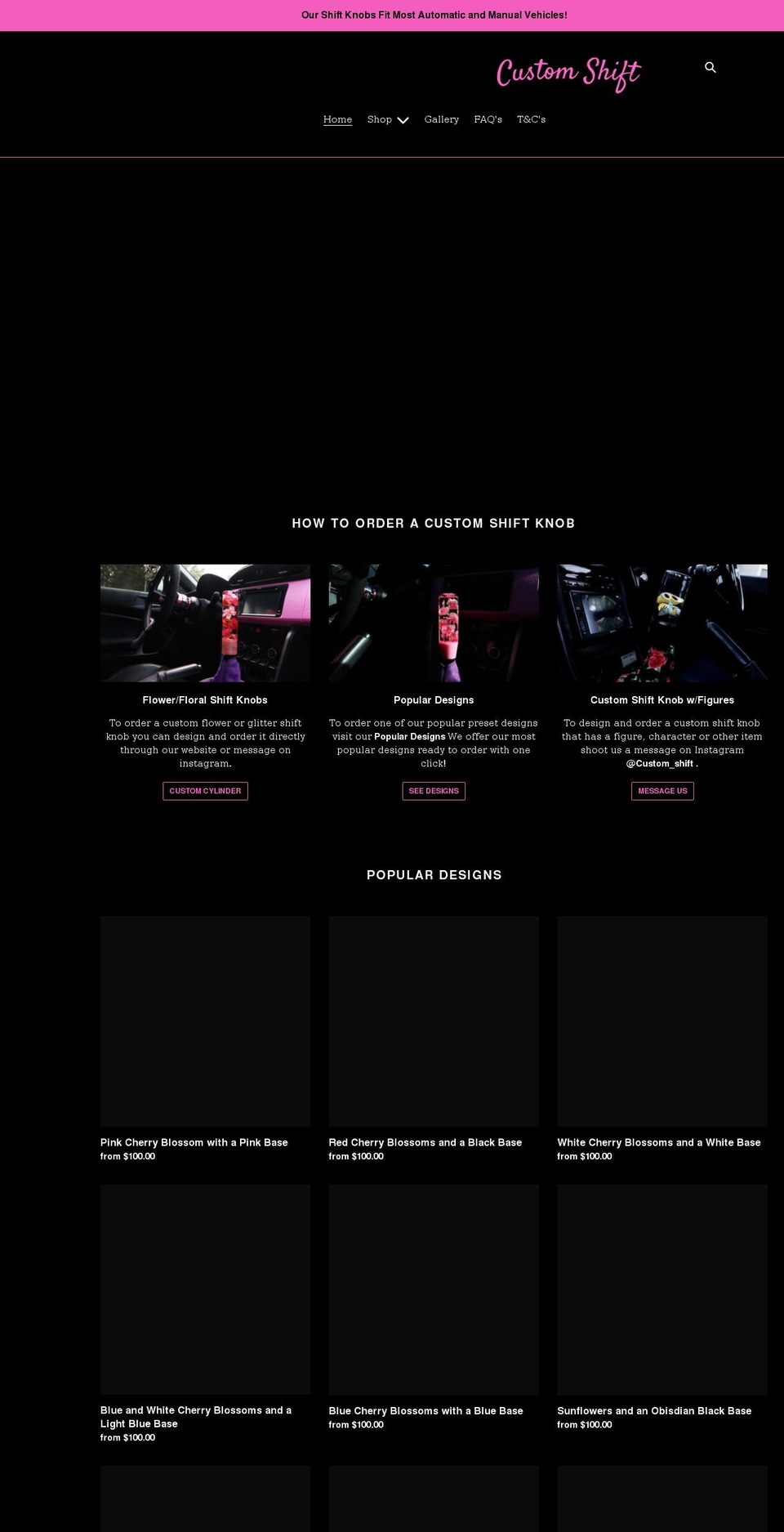 customshiftdesigns.com shopify website screenshot