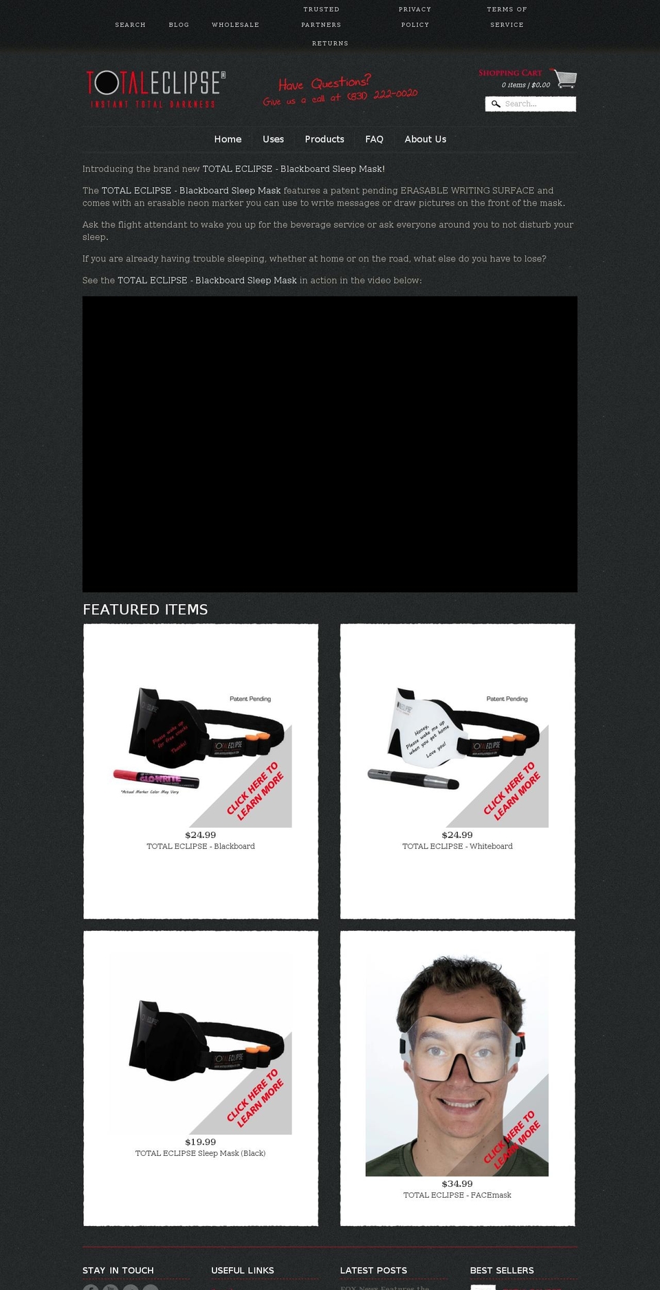 customsleepmask.com — Shopify storefront screenshot
