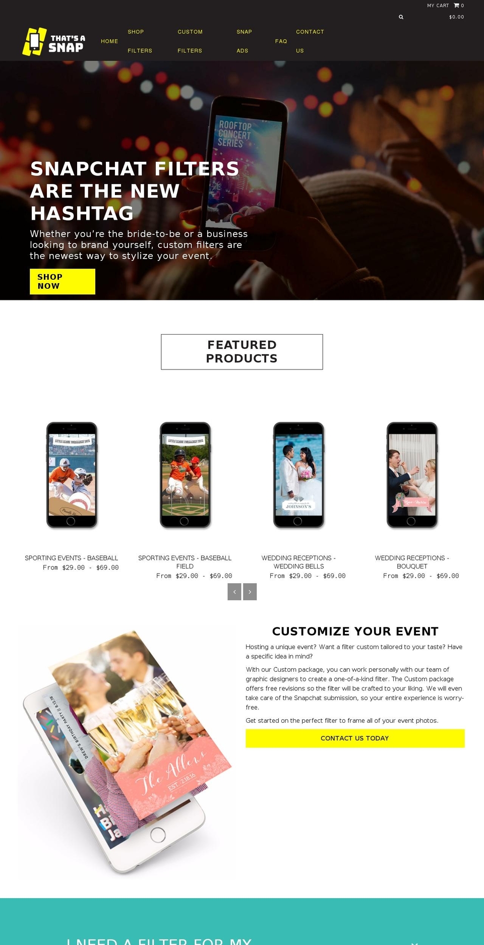 customsnapchatfilterdesign.com — Shopify storefront screenshot