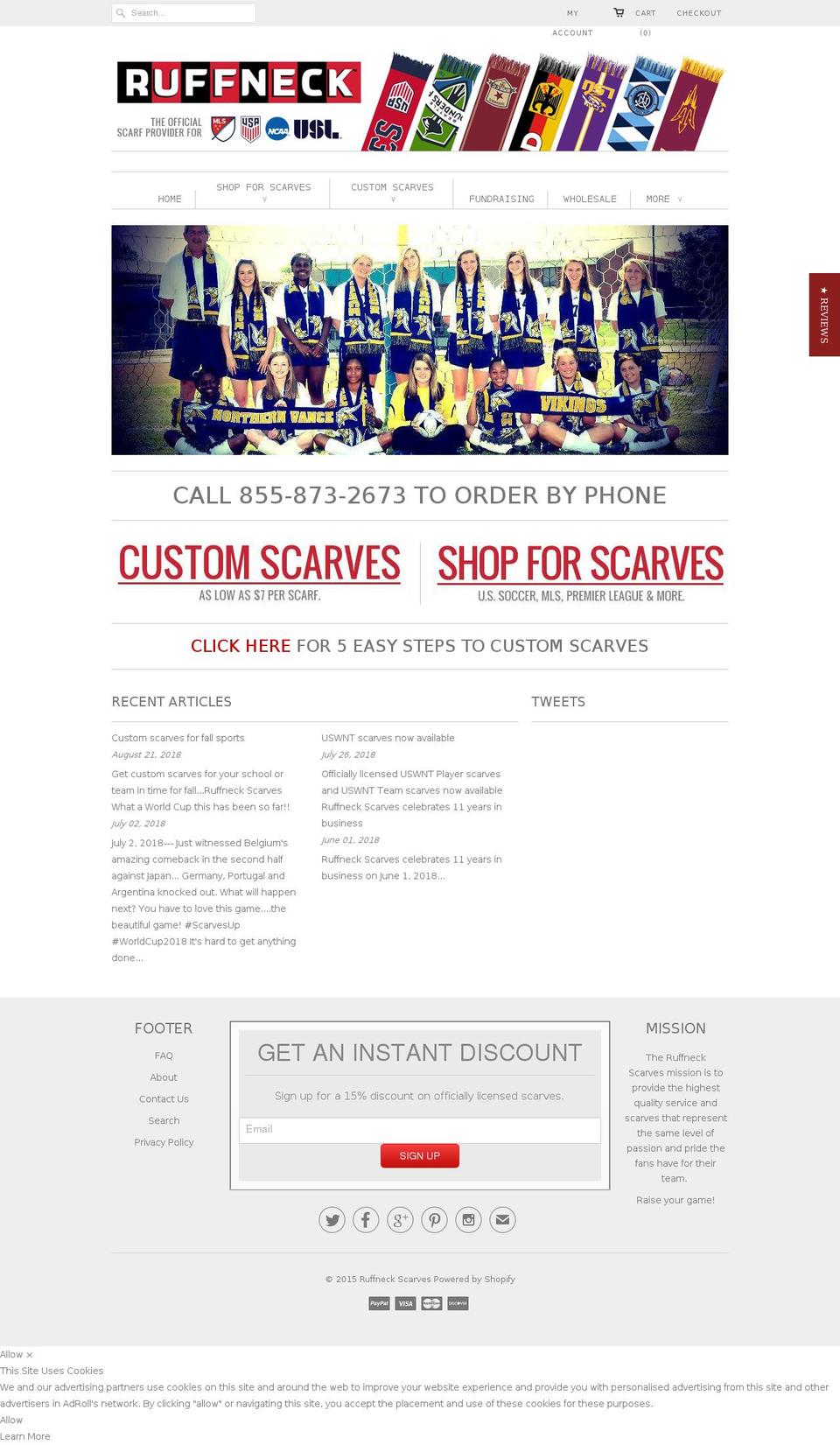 Springbot's Copy of Responsive Shopify theme site example customsoccerscarf.com