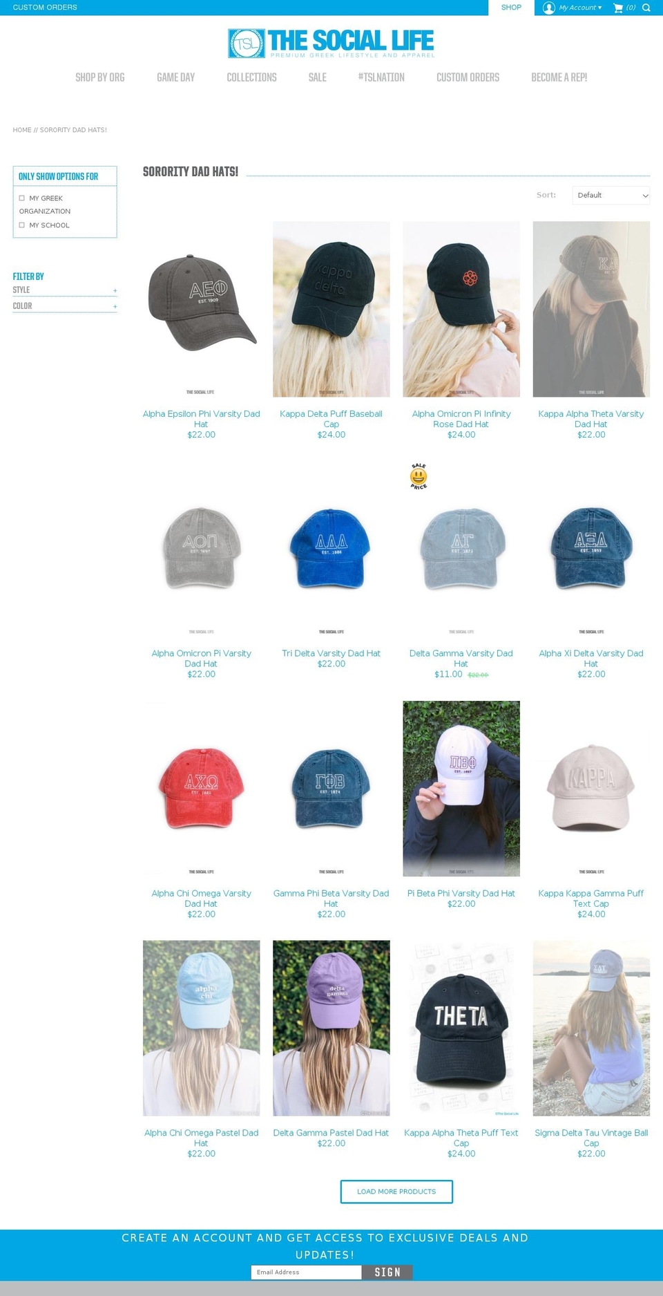 The Social Life - May 2018 Shopify theme site example customsororityhats.com