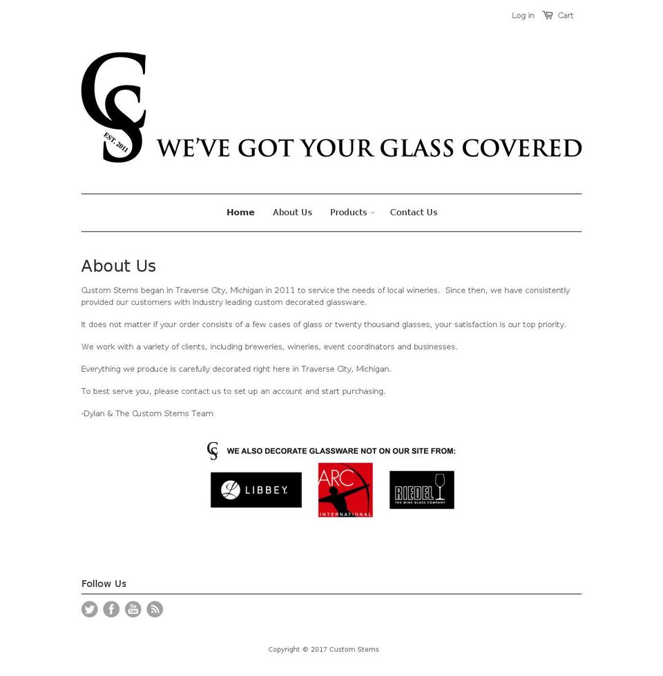 customstems.com shopify website screenshot