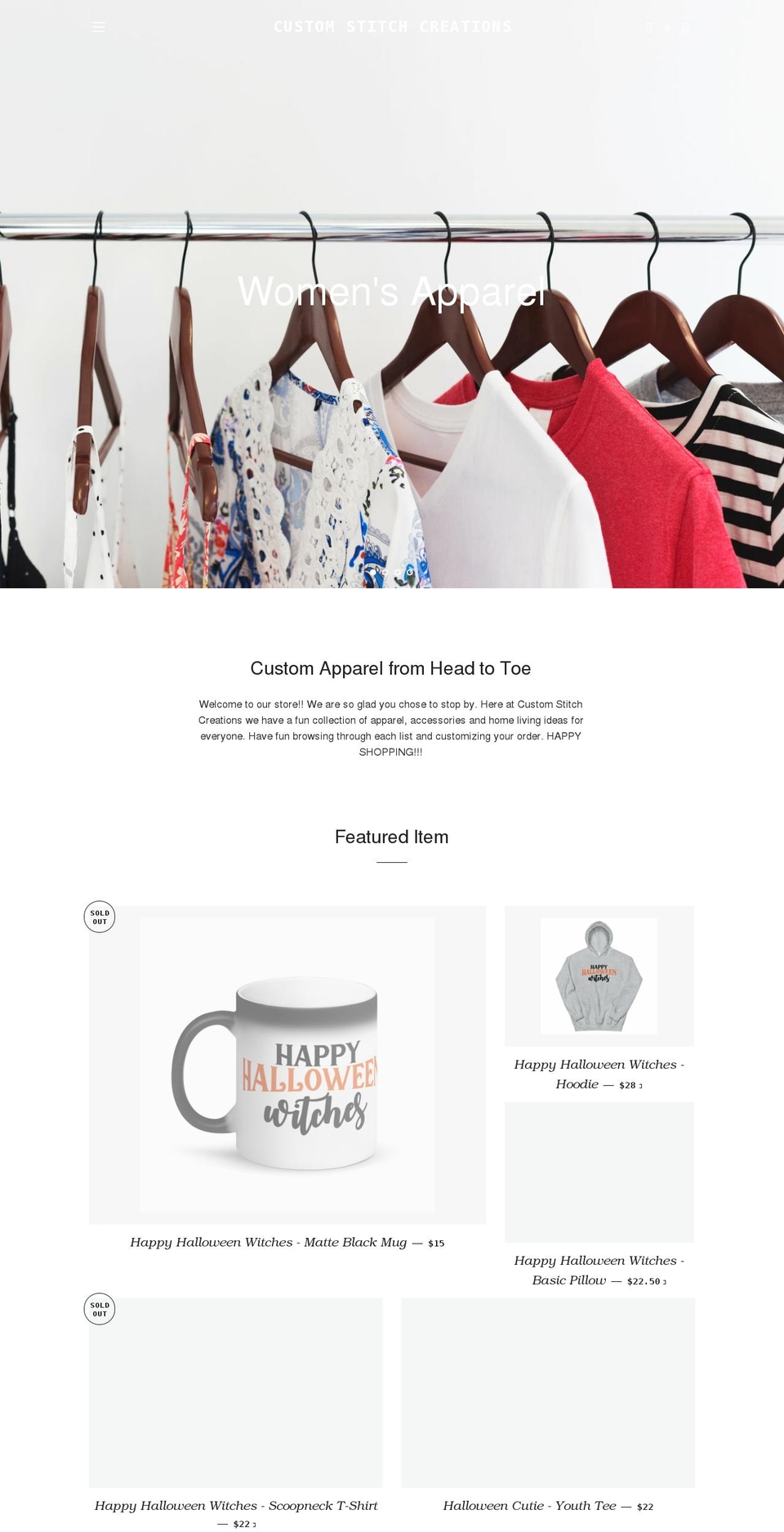 customstitchcreations.com shopify website screenshot