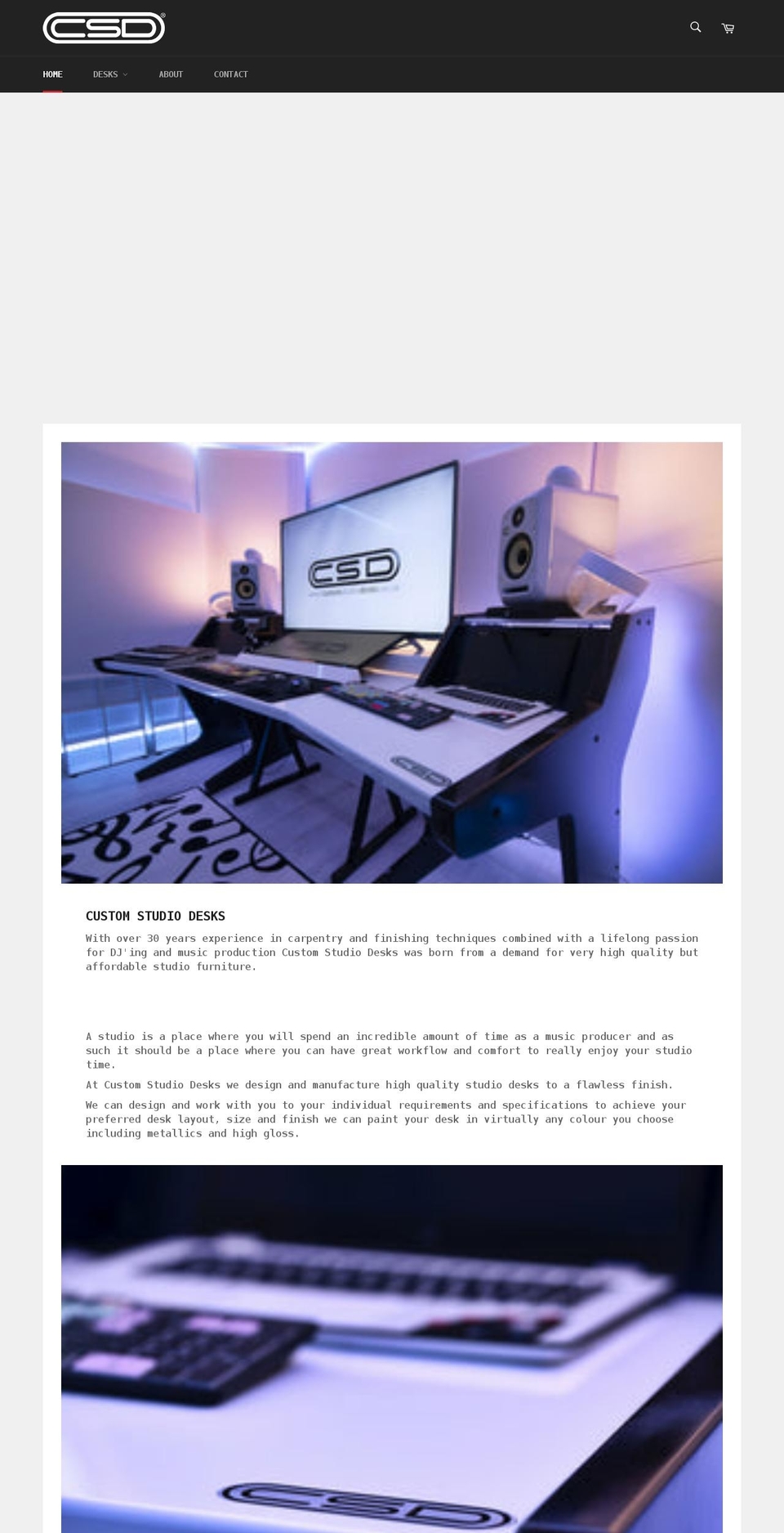 customstudiodesks.co.uk shopify website screenshot