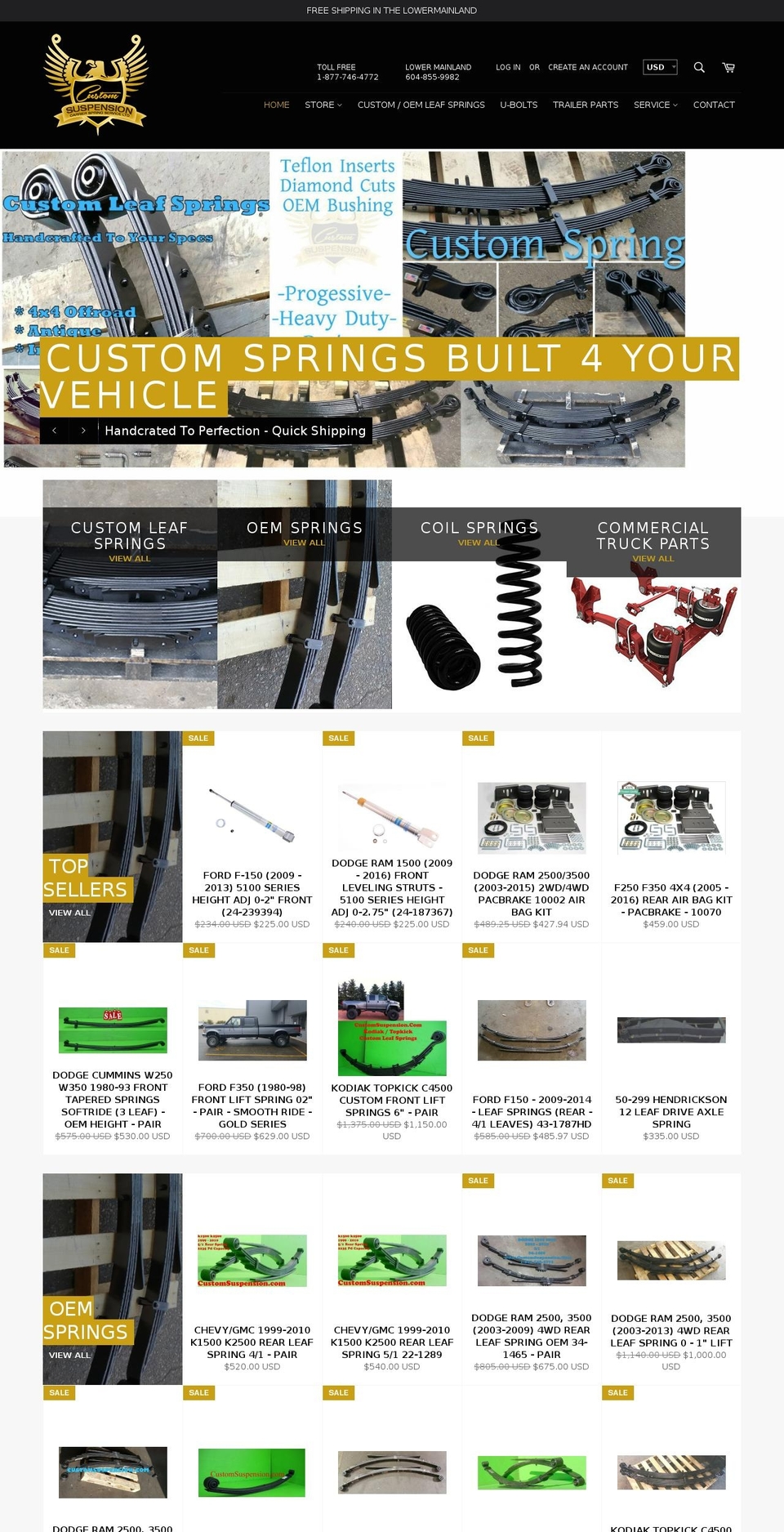 customsuspension.com shopify website screenshot