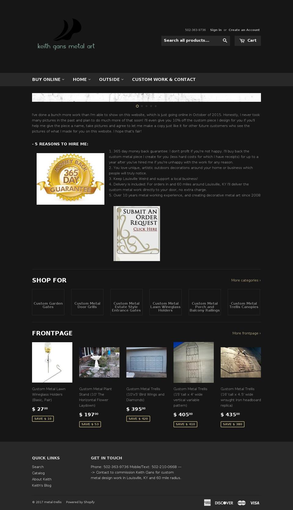 customtrellises.com shopify website screenshot
