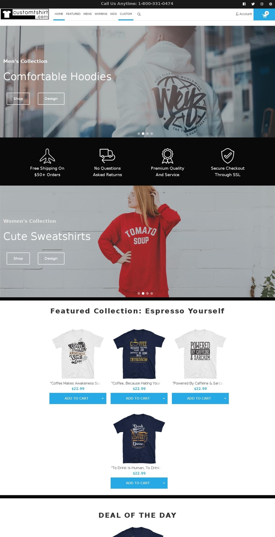 konversion-theme Shopify theme site example customtshirt.com