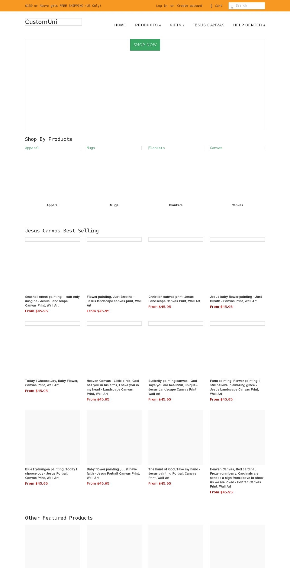 customuni.com shopify website screenshot