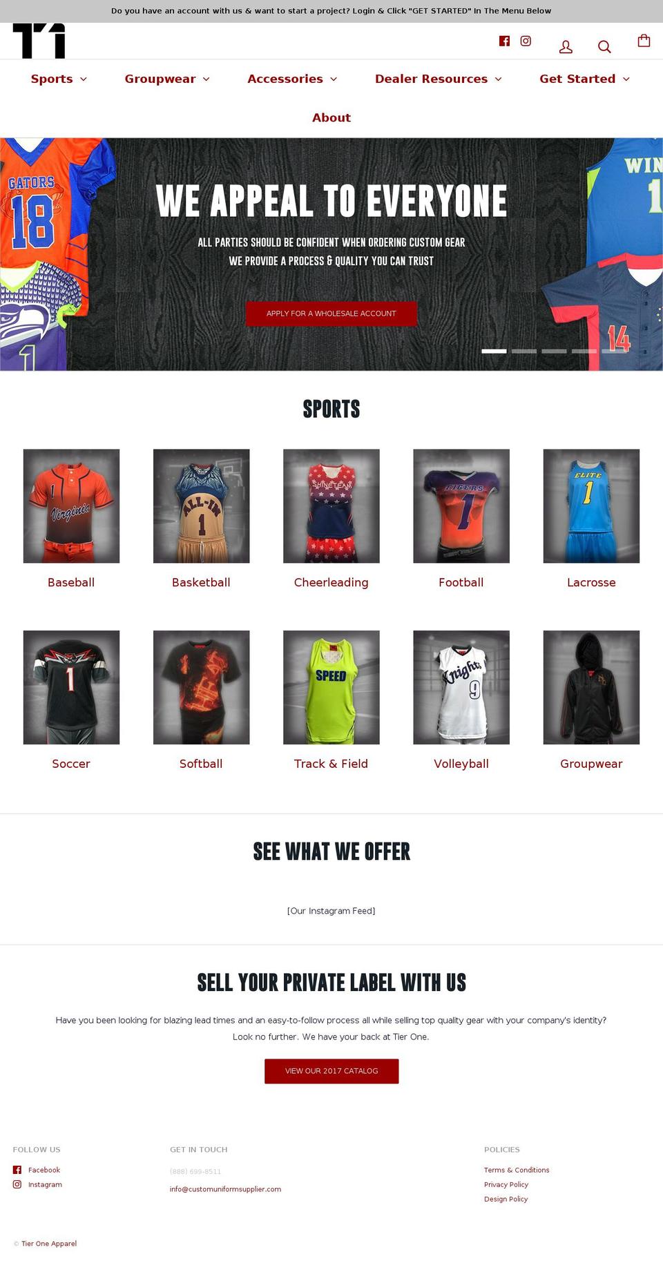 customuniformsupplier.com — Shopify storefront screenshot
