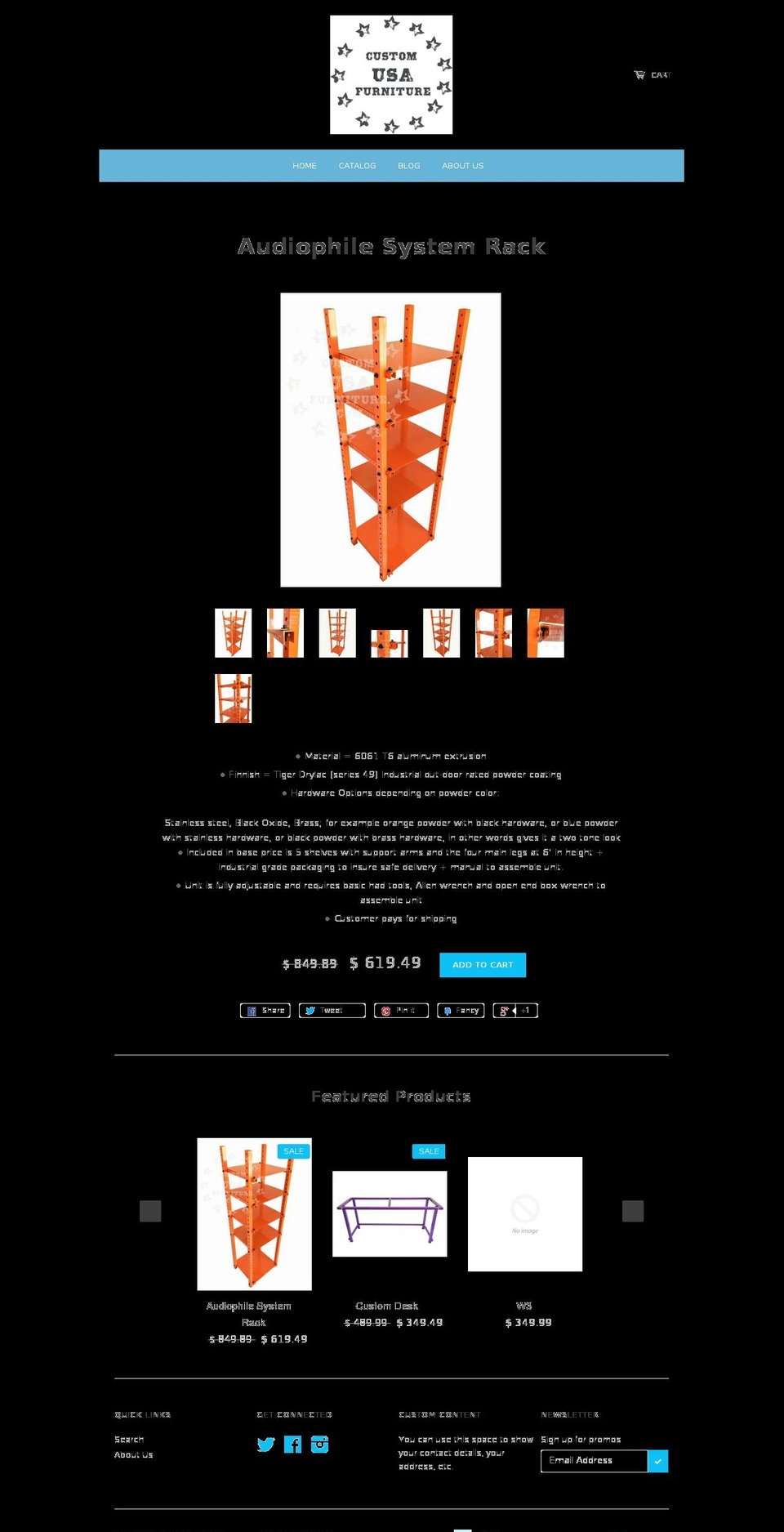 customusafurniture.com shopify website screenshot