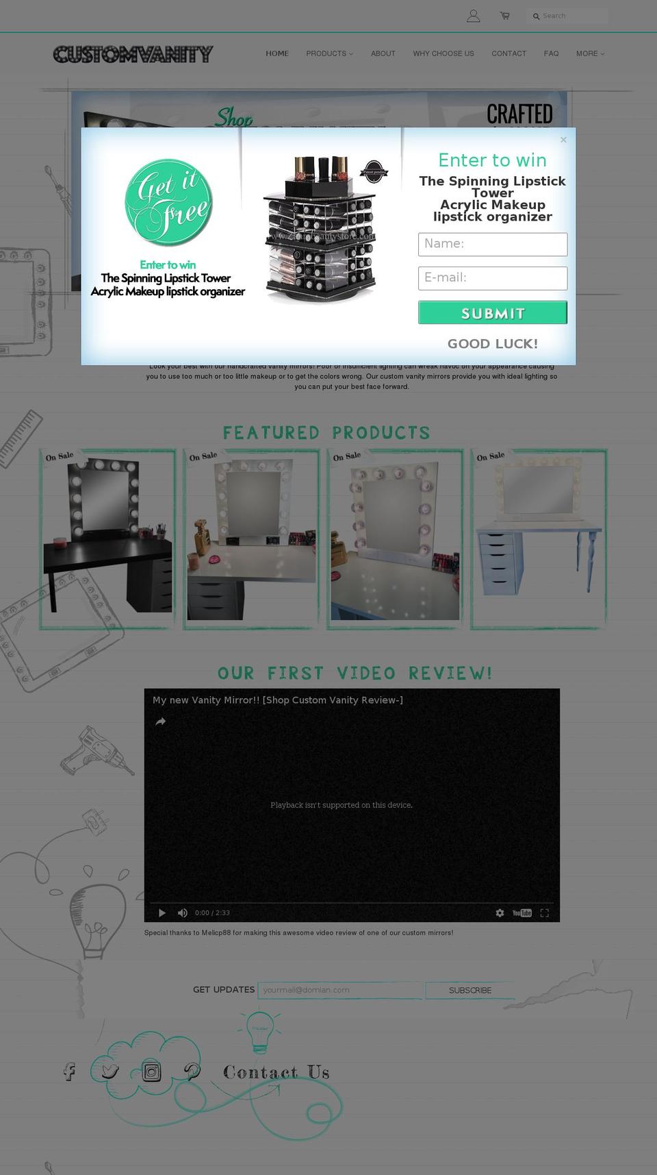 customvanityshop.com shopify website screenshot