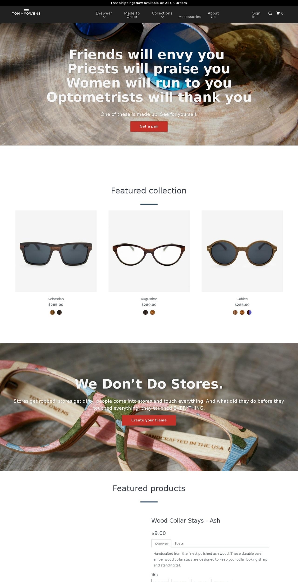 customwoodeyewear.com shopify website screenshot