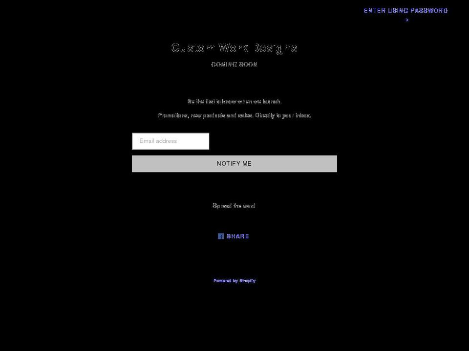 customworkdesigns.com shopify website screenshot