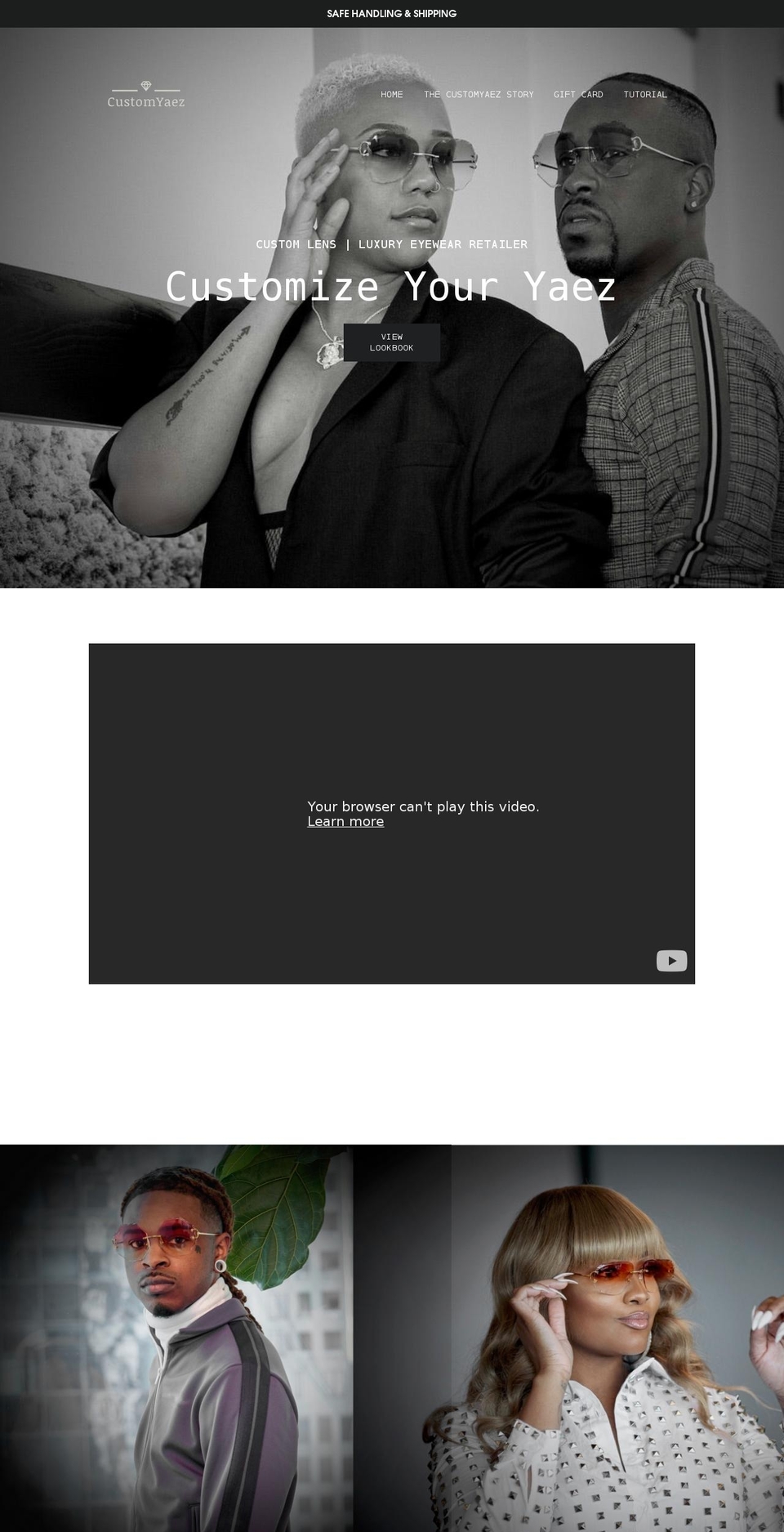 customyaez.com shopify website screenshot