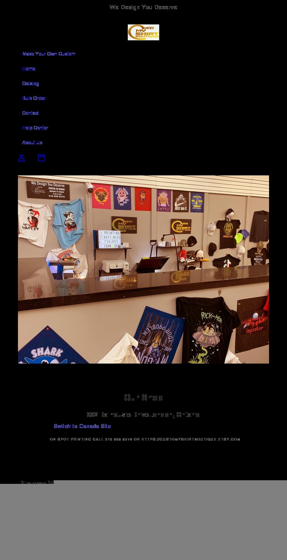 customyshirtboutique.com shopify website screenshot
