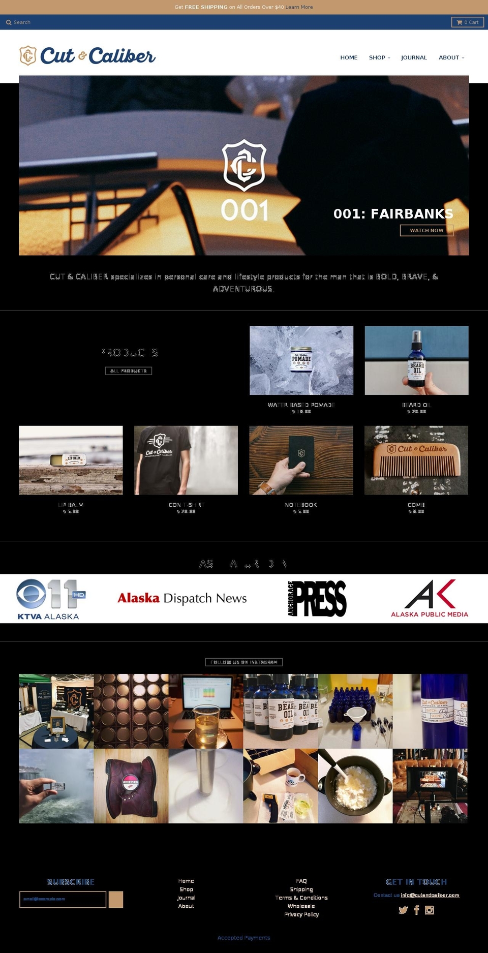 cutandcaliber.com shopify website screenshot