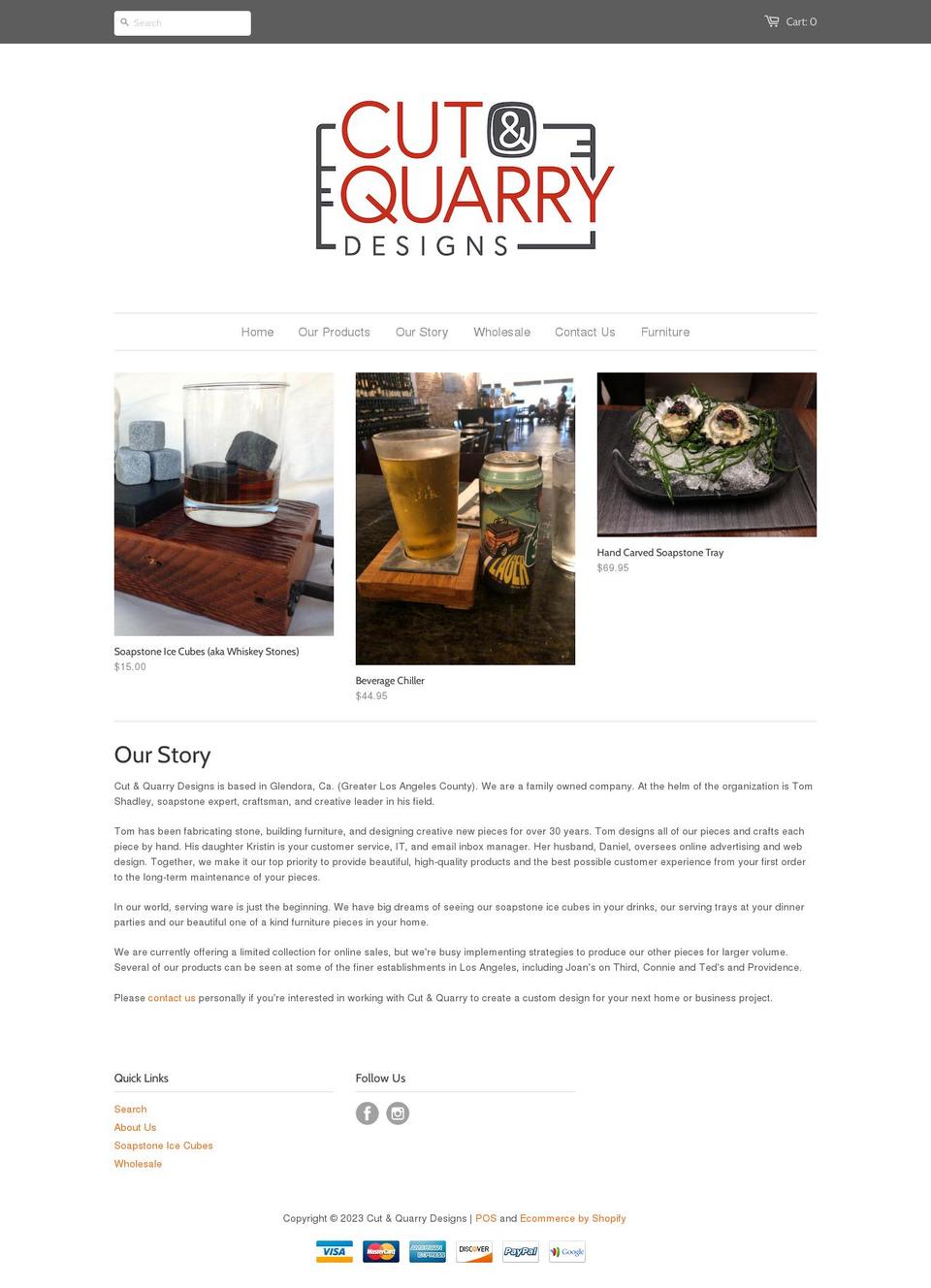 cutandquarry.com — Shopify storefront screenshot