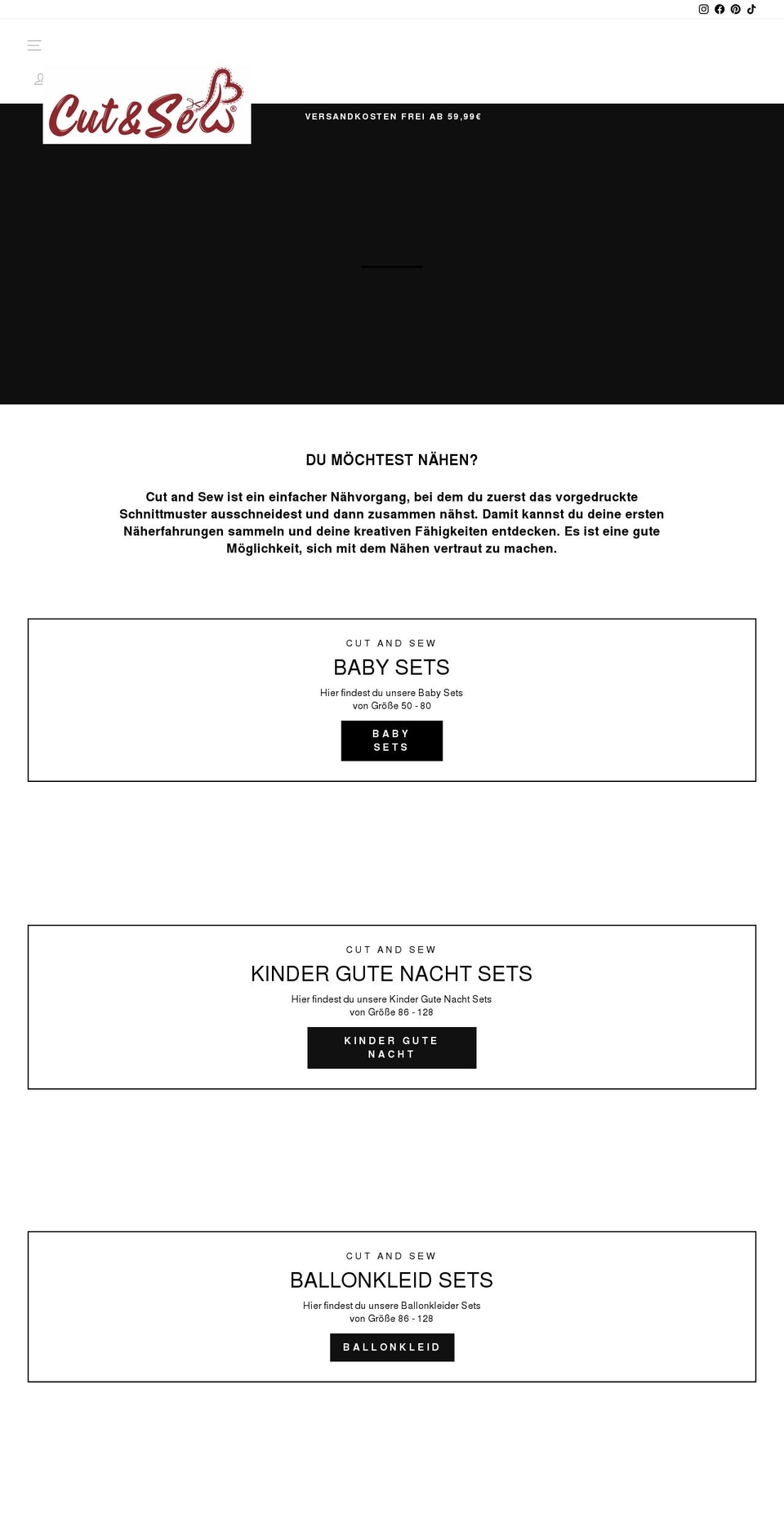 cutandsew.de shopify website screenshot