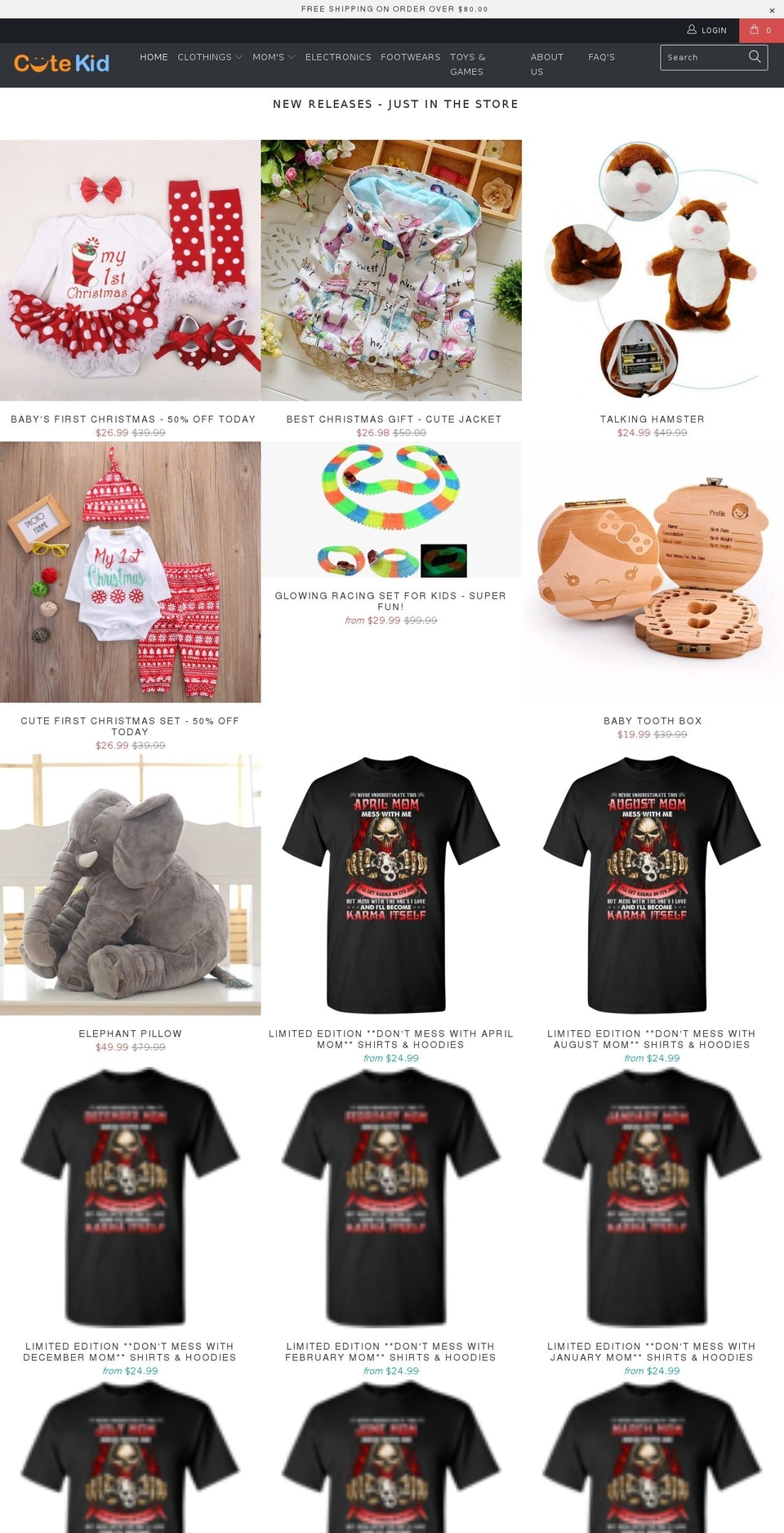 sg Shopify theme site example cute-kid.com