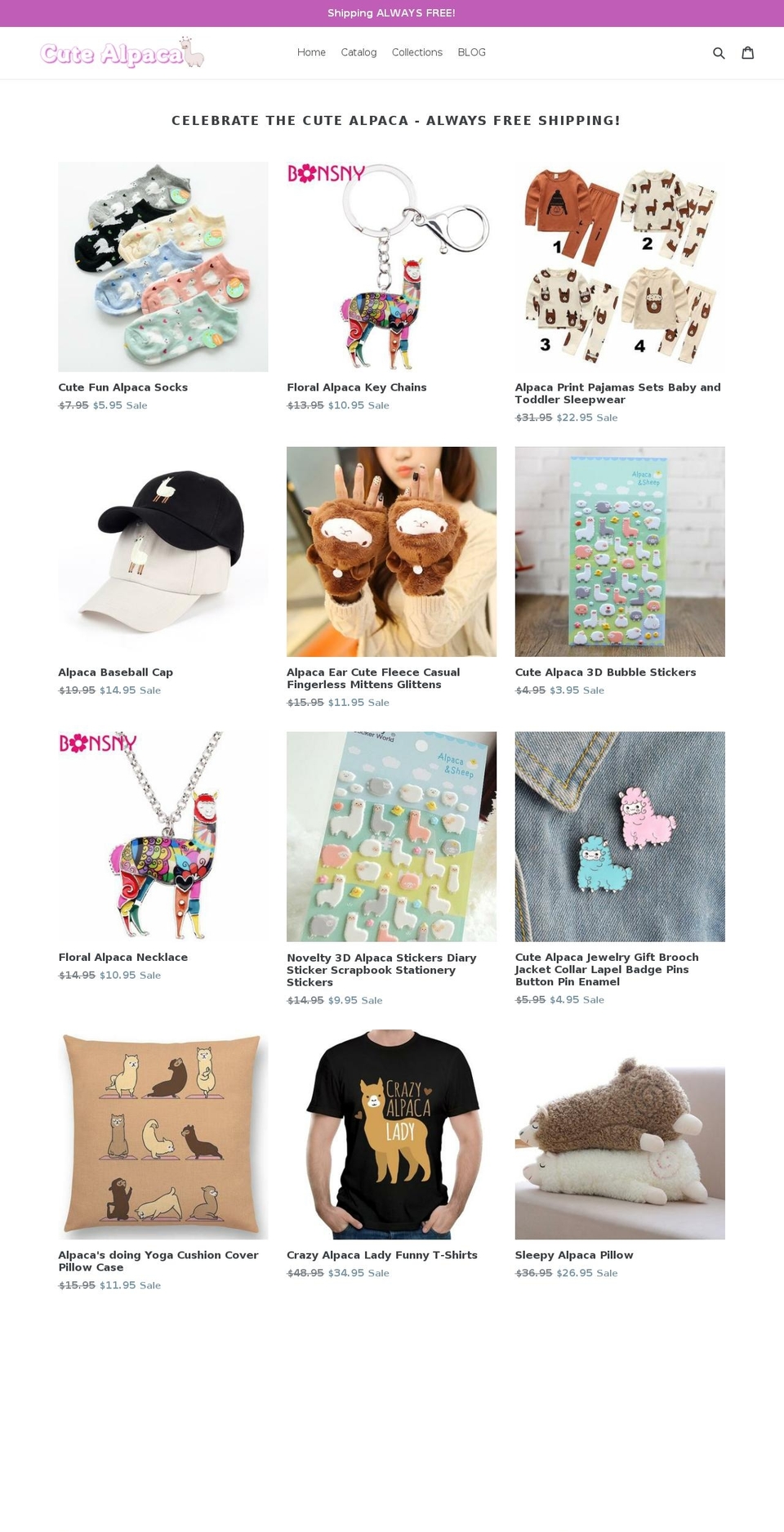 cutealpaca.com — Shopify storefront screenshot