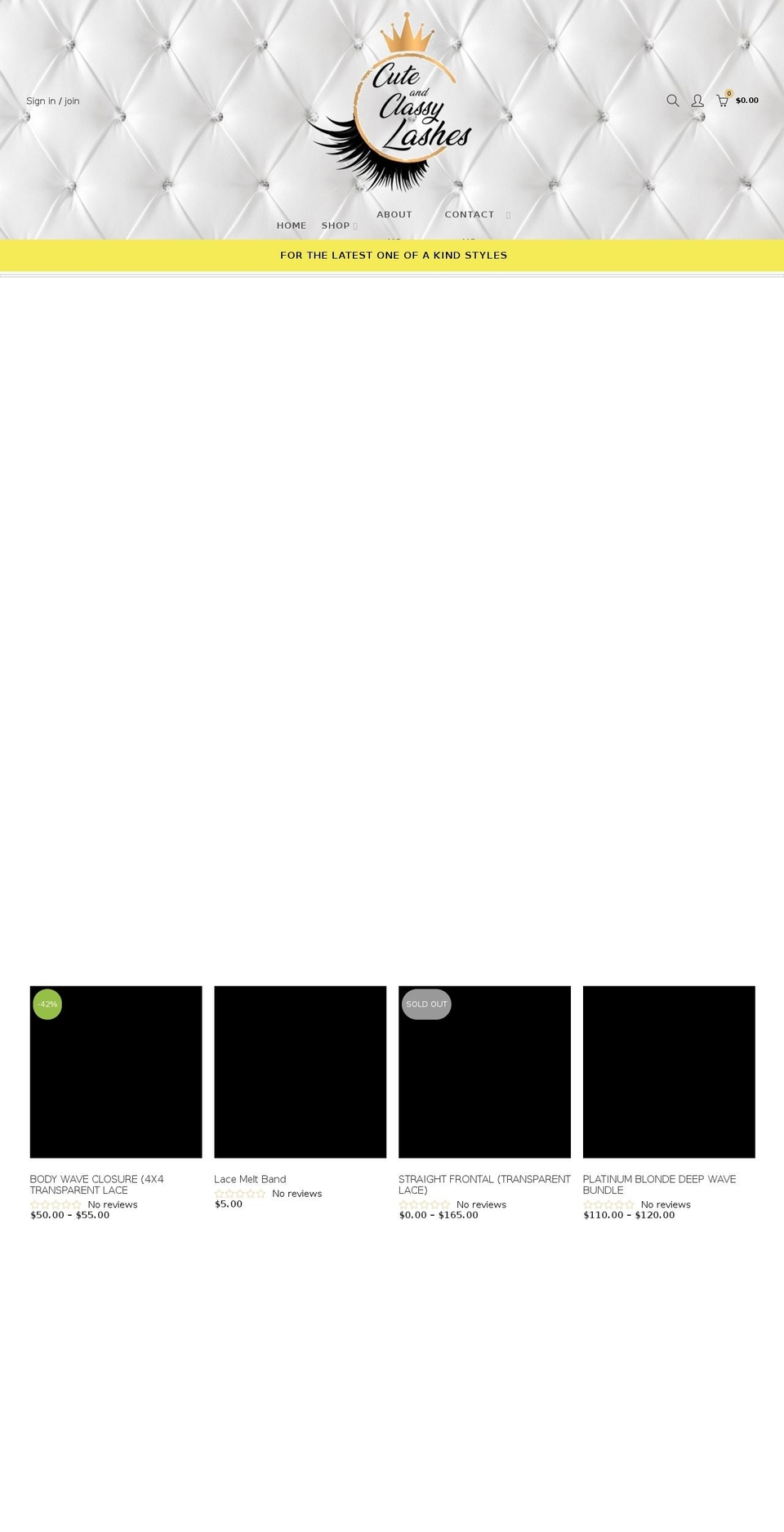 cuteandclassylash.com shopify website screenshot