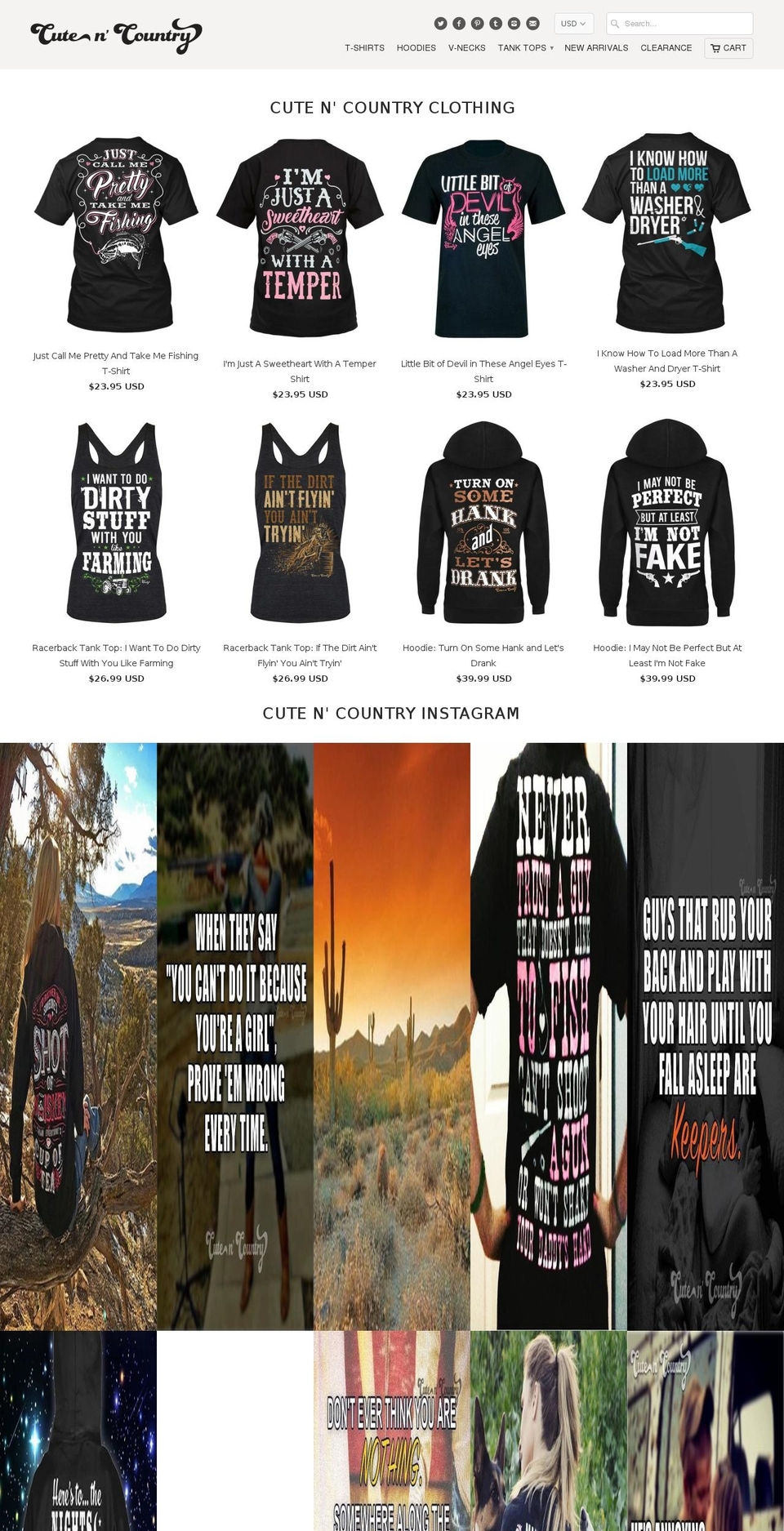cuteandcountry.com shopify website screenshot