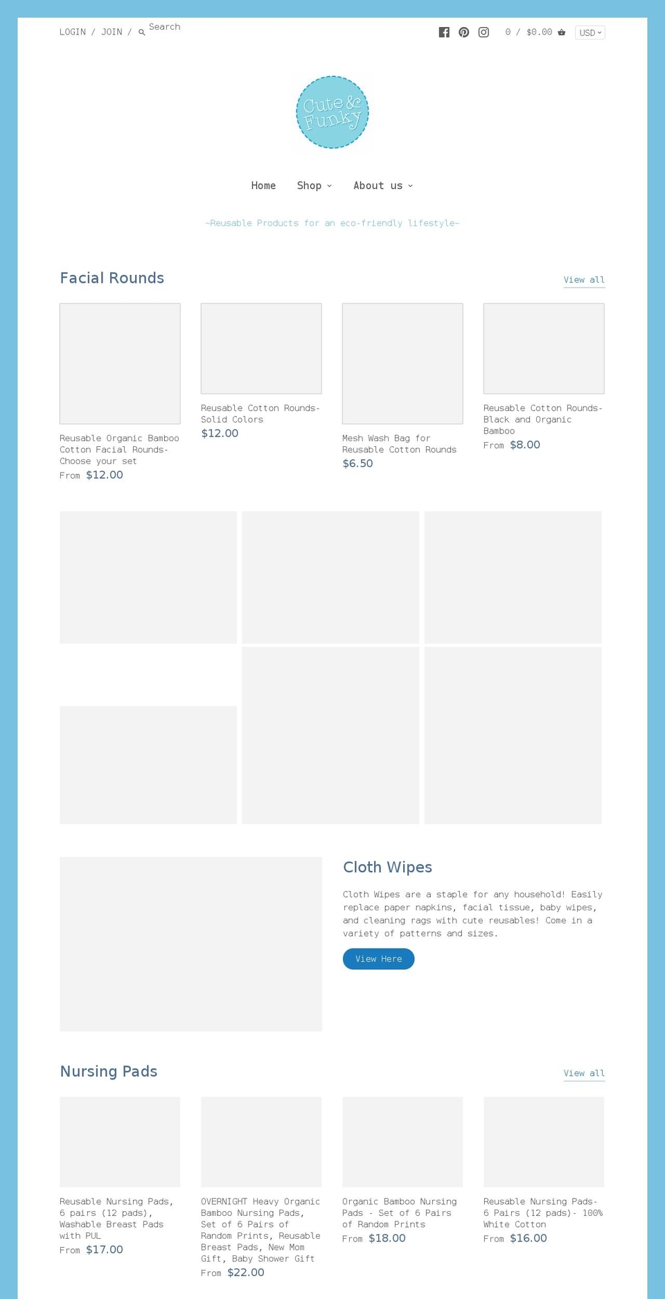 cuteandfunky.com shopify website screenshot