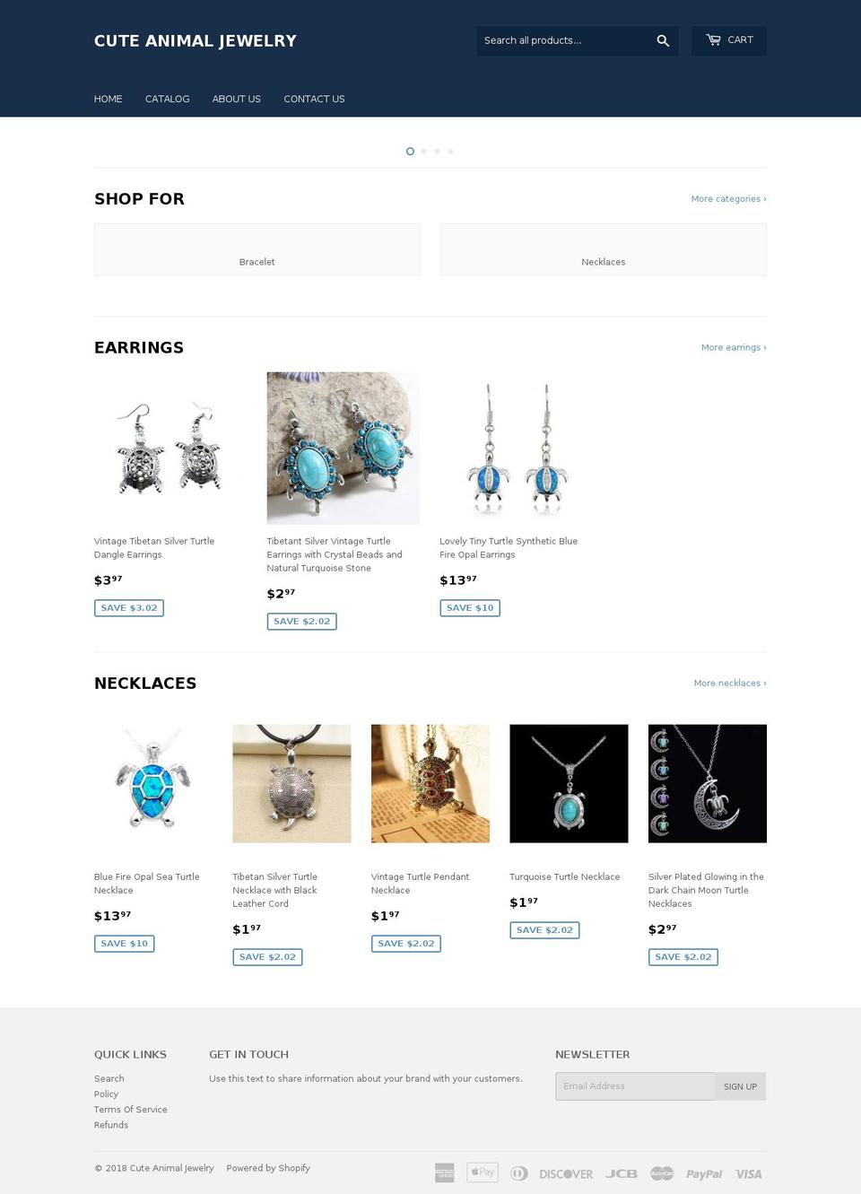 cuteanimaljewelry.com — Shopify storefront screenshot