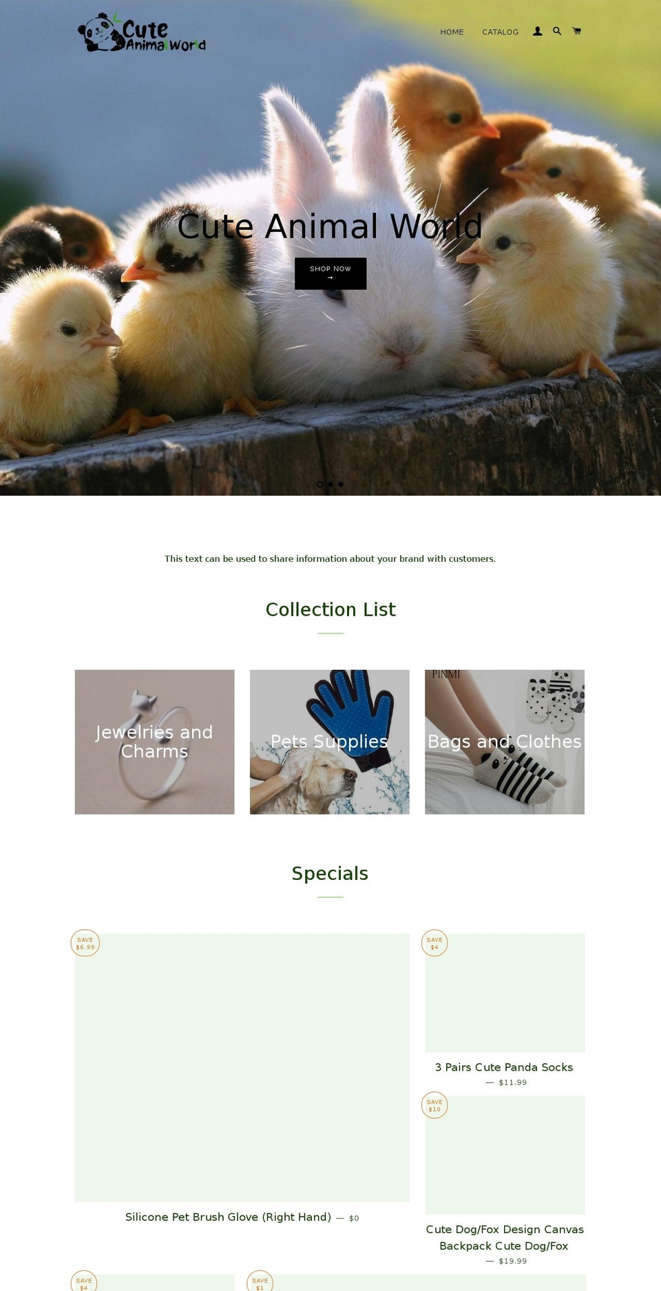 cuteanimalworld.com — Shopify storefront screenshot