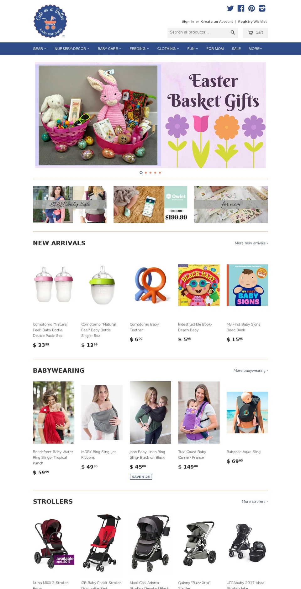 cuteasabuttonbabyboutique.com shopify website screenshot