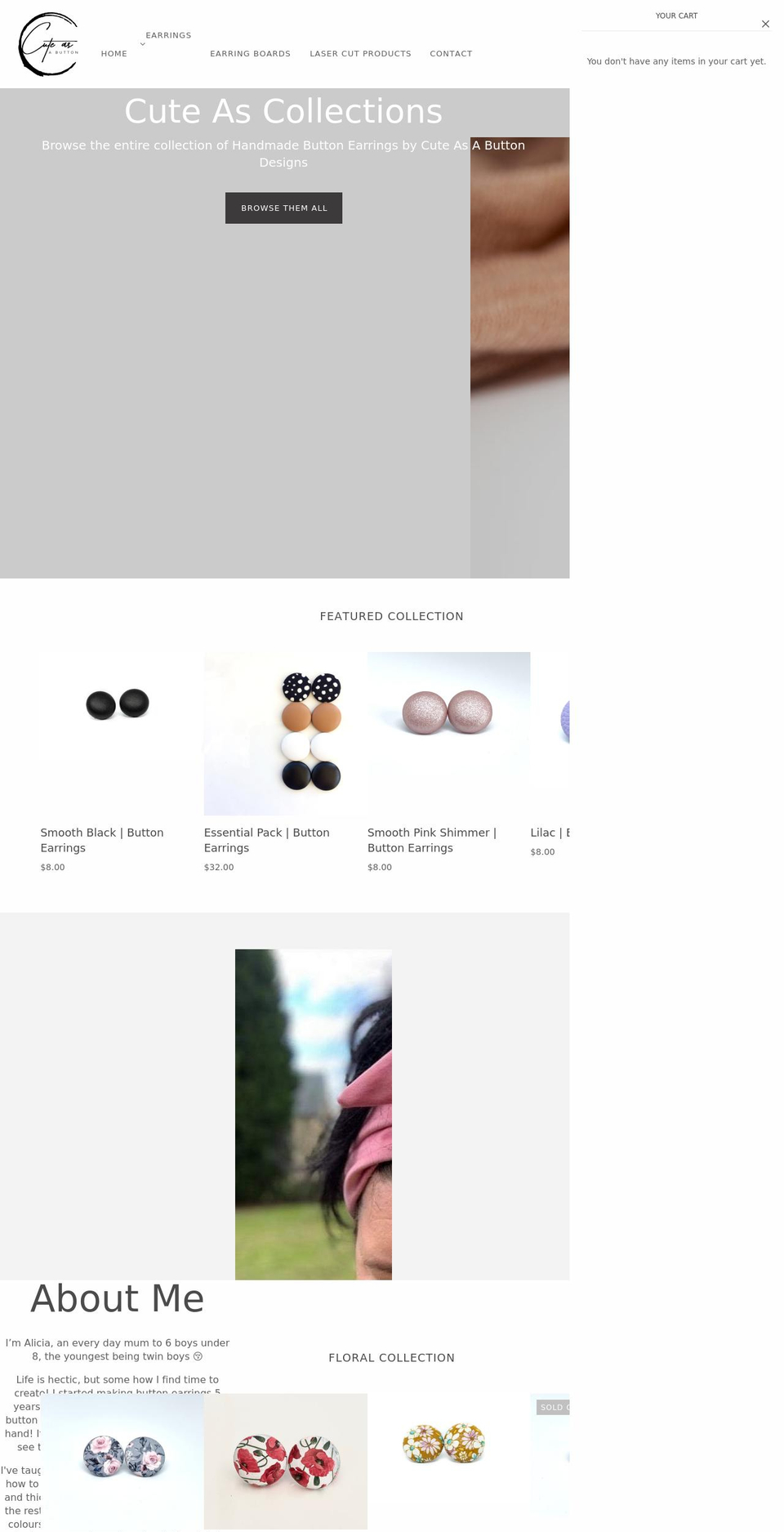 cuteasabuttondesigns.com.au shopify website screenshot