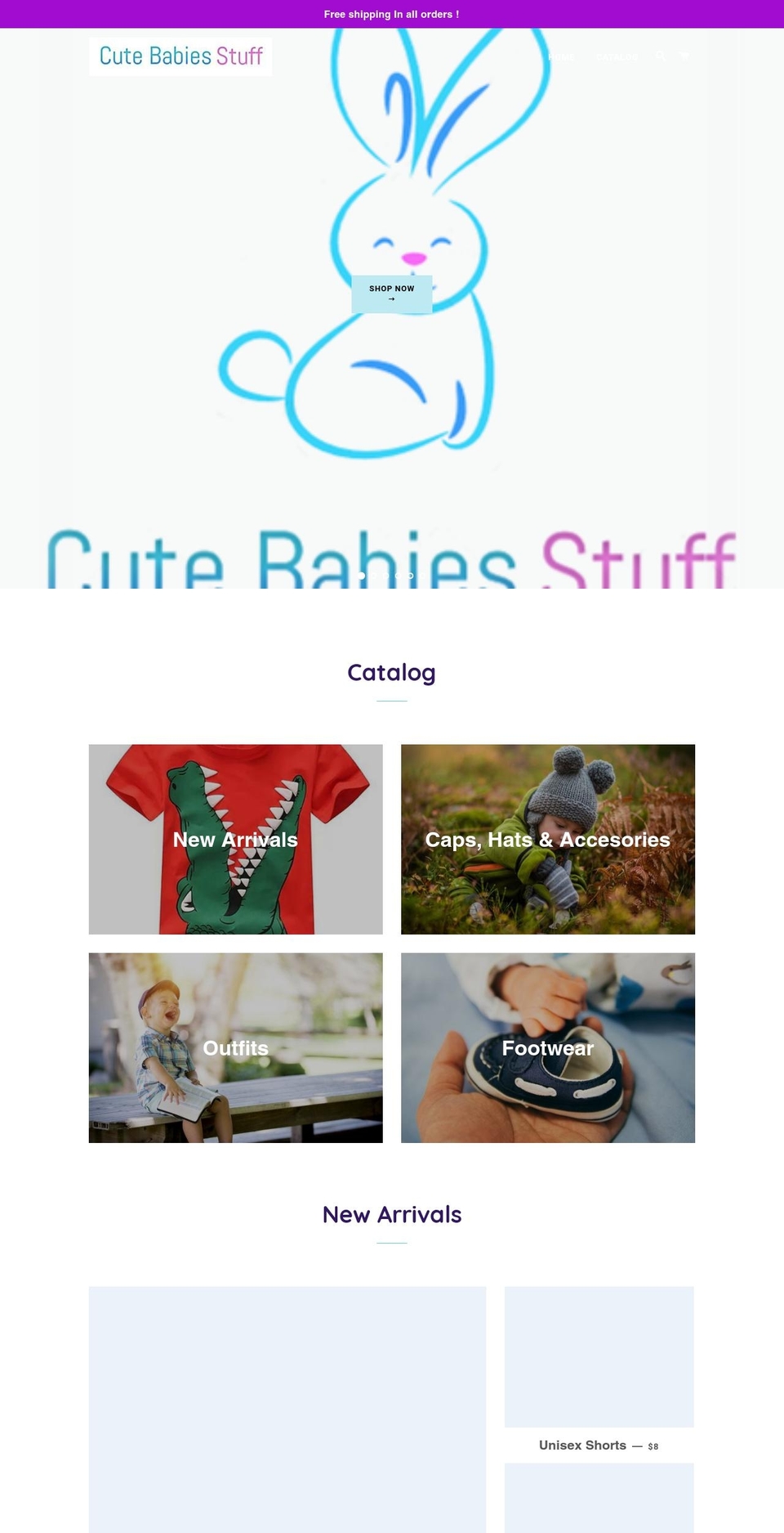 cutebabiesstuff.com — Shopify storefront screenshot